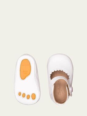 White Toddler Mary Jane Shoes with Scalloped Trim